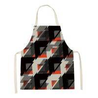 Kitchen Women Apron Geometric Printed Linen Adult Child Sleeveless Aprons 66x47cm Home Cleaning Tools 66x47cm