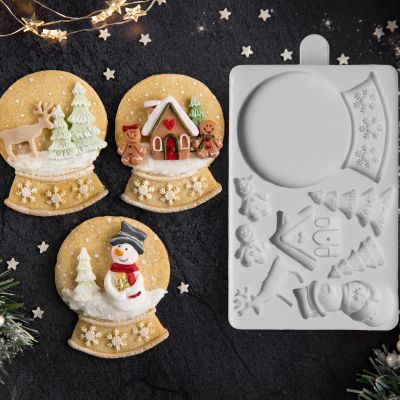 Christmas Snowglobe Silicone Mould Fondant Cake Decorating and Cookies Mold Sugarcraft Chocolate Baking Tool Kitchenware