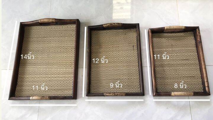 ชุดเช็ต-ถาด-3-ใบ-ถาดไม้-ถาดเสริฟอาหาร-wooden-tray