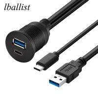 lballist Flush Mount Panel USB3.0 Type C 3.1 3.0 Male to Female Extension Cable Shielded For Car/Boat