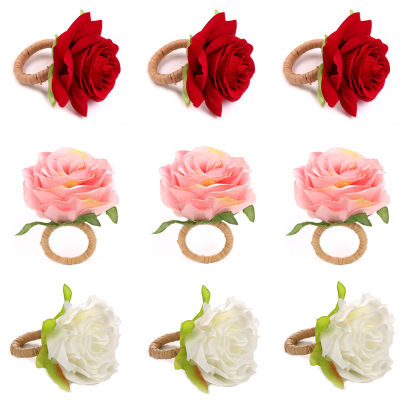 ดอกไม้ดอกกุหลาบจำลองวงกลมตกแต่งแหวนเข็มชัดสำหรับงานเลี้ยงวันวาเลนไทน์