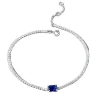 925 Silver Zircon Bracelet One Carat Bracelet Womens Classic Simple Jewelry Gift - Sapphire Blue