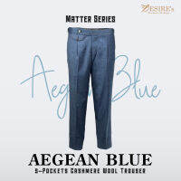 กางเกงขายาวผ้าวูล [Desires-Aegean Blue] 5-pockets with sides adjuster