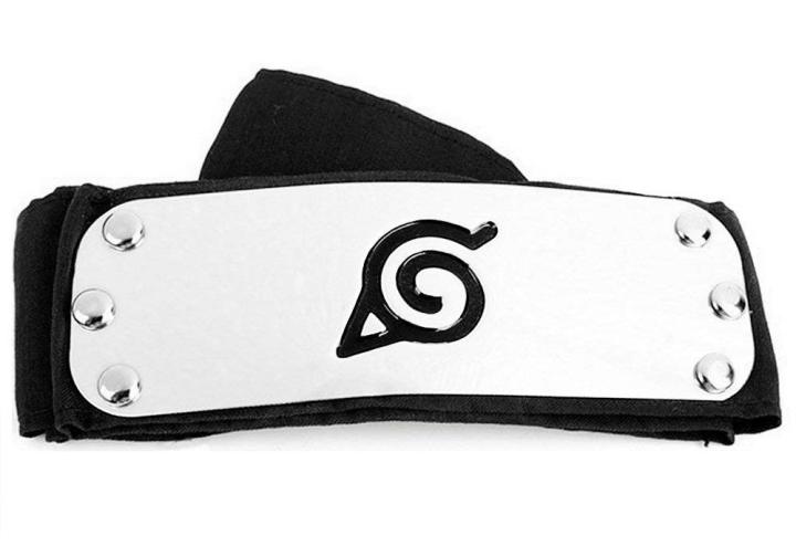 g2g-ผ้าคาดหน้าผาก-กระจังหน้าผาก-สัญลักษณ์หมู่บ้านโคโนฮะจากการ์ตูนเรื่องนารูโตะ-นินจาจอมคาถา-สีดำ-จำนวน-1-ชิ้น