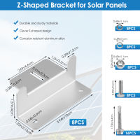 โมดูลโซลาร์เซลล์เข้ามุม Z ชุดติดตั้ง8ชิ้น-Z โมดูลโซลาร์เซลล์อลูมิเนียมชนิดติดตั้งแผงโซล่าติดหลังคาวงเล็บยึดอุปกรณ์พลังงานระเบียงขาแขวนติดผนังที่ติดระเบียง