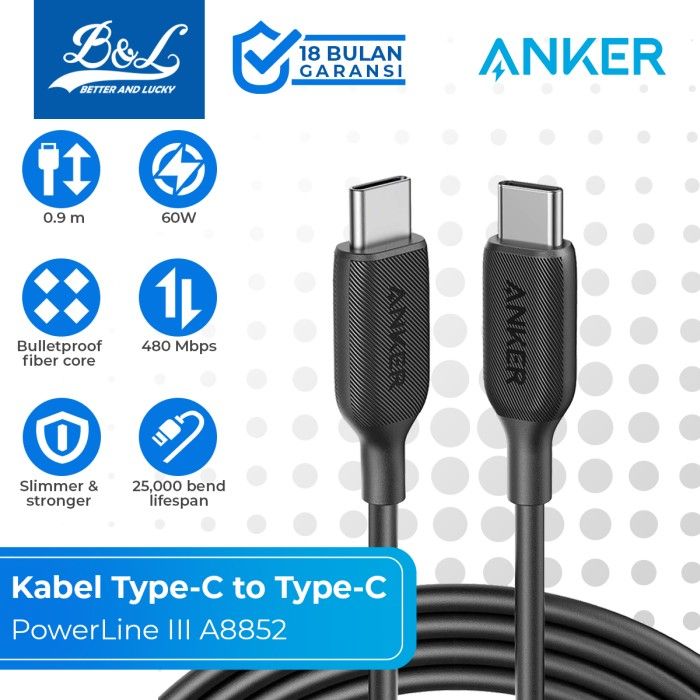 Powerline USB-C Ladekabel - 3A Typ C Datenkabel 90cm Ladekabel