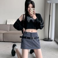 【CW】 Skirts Waist Wrapped Short Jupe Female 2023 New Fashion Korean College Skirt