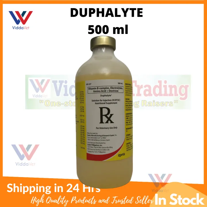 Viddavet 500ml Zoetis Duphalyte Infusion fluid containing amino acids, vitamins, electrolytes