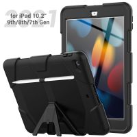 【DT】 hot  Tablet Case for iPad 9th 8th 7th Generation 10.2 inch Screen Protector Hybird Armor Hard PC Rugger Silicone Kids Stand Cover