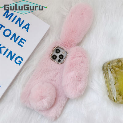 สำหรับ Samsung A12 A22 A32 A42 A52 A52s A72 5G 4G น่ารัก Furry Case, Super Soft Warm Furry กระต่ายกระต่ายกระต่ายกระต่ายกระต่ายกระต่ายกระต่ายกระต่ายกระต่ายหูของเล่นกลับกรณี,Faux Fur Plush Fluffy ป้องกันฝาครอบแบบยืดหยุ่น