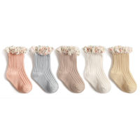 0-8Y Girls Socks Spring Autumn Winter Socks Warm Floral Ruffle School Kids Socks Fashion Infant Toddlers Soft Warm Cozy Socks