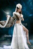 ✐㍿♞ Costume Unique Dress Fox Fairy Women 39;s Photography Clothing Set (Clothes Necklace water bag Artificial Fox Hair Accessory)