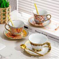 【hot】✿▤ European tracing and saucer with spoon tea set dishes gift for friend