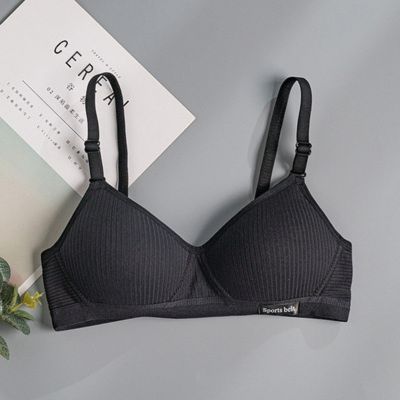 Female No Steel Ring Gather Bra Women Breathable Cotton Bras Underwear Pure Color Casual Students Developmental Push Up Bralette