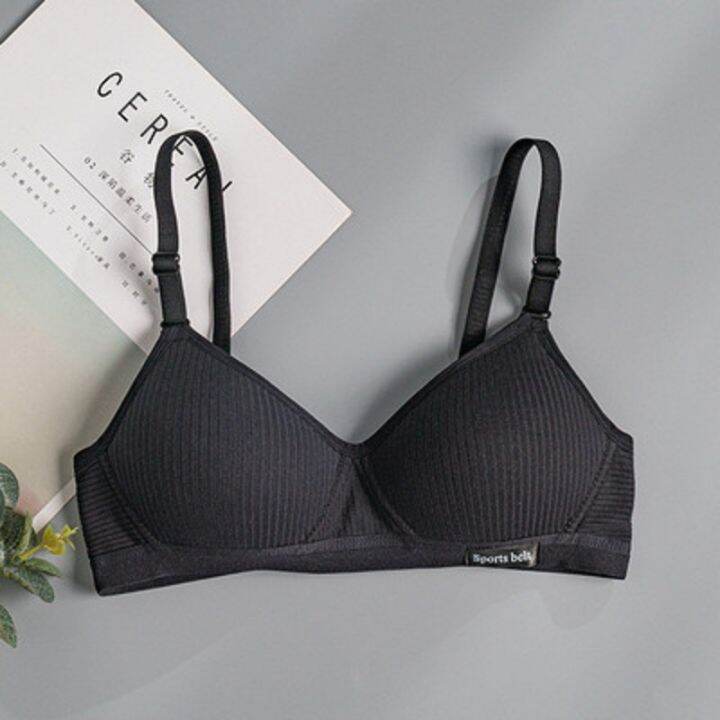 female-no-steel-ring-gather-bra-women-breathable-cotton-bras-underwear-pure-color-casual-students-developmental-push-up-bralette