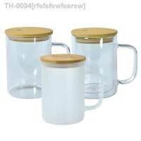 ┇ rfefefewfeerew Sublimação Em Branco Copo De Vidro Com Alça Fosco Cor Matte Claro Cerveja Canecas Copos Café Reutilizáveis 15oz 25Pcs