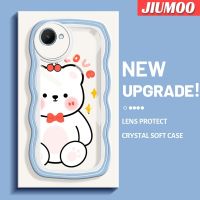 JIUMOO เคสสำหรับ Realme C30 C30s Narzo 50i Prime เคสเชอร์รี่น่ารักลายหมีมาการองคอลอว์คลื่นเคสมือถือกันกระแทกแบบใสนิ่มเคสกล้องสร้างสรรค์ป้องกันการตกหล่นฝาครอบป้องกันซิลิกาเจลแบบใหม่