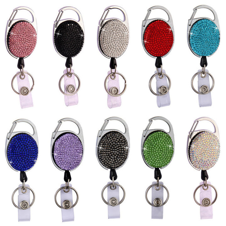 key-chain-belt-clips-card-holder-rhinestones-tag-badge-reel-name-car-shinny-keychain-crystal