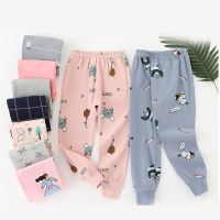 100% Cotton Childrens Pants Spring And Autumn Casual Boys And Girls Elastic Waist Cartoon Pattern Plaid Dot Trousers WTP15