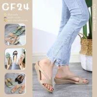 COD SDFERYRTUTYUY ꕥCatalog shoesꕥ รองเท้าแบบสวมส้นเตี้ย สายคาดเส้นเล็ก สีทูโทน เบอร์ 36-40 (15)