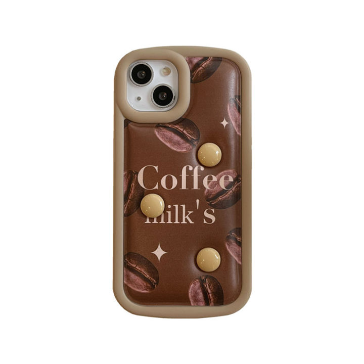 khaki-coffee-bean-phone-case-for-iphone13promax-silicone-anti-drop-frame-phone-case-for-iphone14promax-three-dimensional-down-jacket-phone-case-for-iphone11-advanced-leather-phone-case-for-iphone12pro