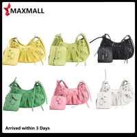 ?Quick Arrival?Lady Vintage PU Leather Rivet Studded Shoulder Bag Female Casual Zipper Handbag?Arrive 1-3 Days?