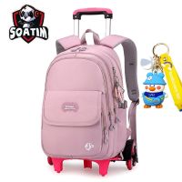 2023 kids school Backpack Removable Children School Bags for girls With Wheel Kids girls Trolley Schoolbag Luggage Book Bags