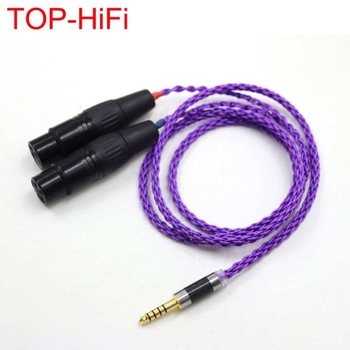 new-purplehigh-quality-8-cores-silver-plated-4-4mm-balanced-male-to-dual-2x-3pin-xlr-balanced-female-audio-adapter-cable-cables