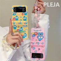 Cute Cartoon Animal Phone Case For Samsung Galaxy Z Flip 4 3 Z Flip3 Flip4 5G Cover with Lovely Bead Chain Pendant Kawaii Cases