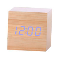 New Arrival Wooden LED Alarm Clocks Temperature Electronic Clock Sounds Control Digital LED Display Desktop Calendar Table clock