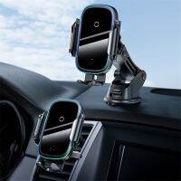 [COD]Baseus 2 In 1 Light Electric Car Phone Holder r For 11 Pro Max Samsung Fast Wireless Charging Inligent 15W Qi Wireless Car Mount r (ต้องใช้พอร์ต QC USB) อุปกรณ์เสริมในรถยนต์