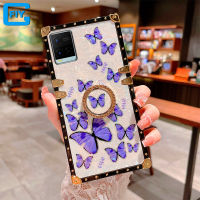 สำหรับ VIVO T1x / Y21 / Y21A / Y21G / Y21S / Y21T / Y33S / Y33T โทรศัพท์เคส Grace Butterfly Silver Edge รูปแบบ Gorgeous Luxury กระพริบฝาครอบกรณี