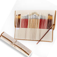 38 pcs Paint Brushes Set with Canvas Bag Case Long Wooden Handle Art Supplies for Oil Acrylic Watercolor Painting