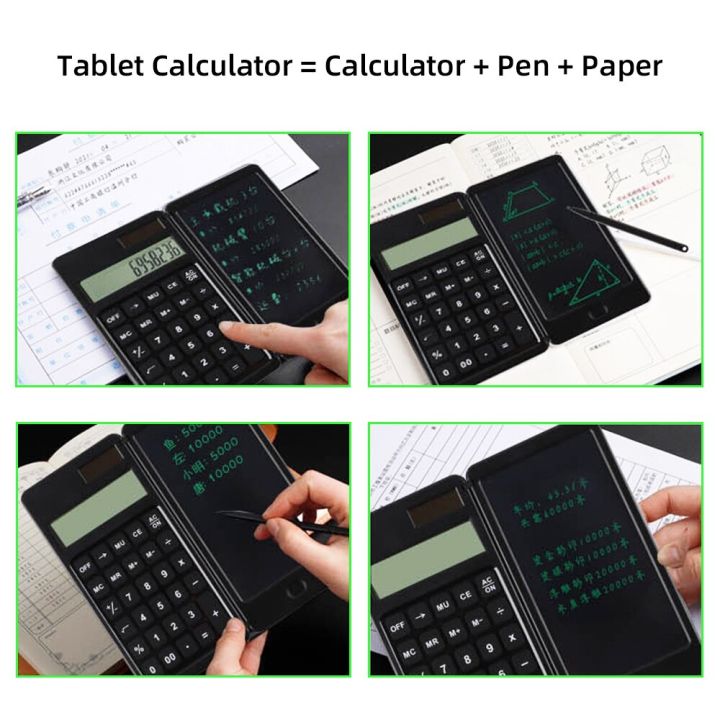 portable-solar-calculator-with-handwriting-board-lcd-screen-folding-calculator-digital-drawing-pad-with-stylus-pen-for-students-calculators
