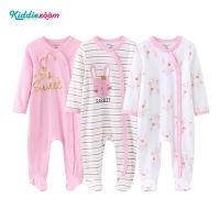 Kiddiezoom 3 PCS ทารกแรกเกิดทารกแขนยาว Romper กระต่าย3211