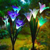 Outdoor Solar Lights for Garden and Vegetable Patch Christmas Decorations Waterproof 7 Color Changing Led Lily Lawn Lamps