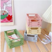 Collapsible Crate Plastic Folding Storage Box Basket Utility Cosmetic Container Desktop Holder Home Use School Desk Storage Box