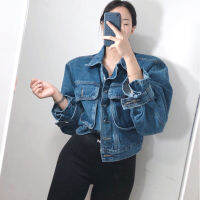 2022ผู้หญิง Cufflink สั้น Denim Crop Blue Ripped Jean Coat Studded สตรีฤดูใบไม้ผลิคาวบอยแจ็คเก็ต Top Demin แจ็คเก็ตผู้หญิง Woman