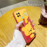 Chenyyka เคสสำหรับ Realme C21 C21Y C25Y ลายการ์ตูนหมีน้ำผึ้งบางสวยงามดีไซน์ใหม่เคสโทรศัพท์ปกป้องขอบสี่เหลี่ยมเคสนิ่มเคสปลอกซิลิโคนกันกระแทก