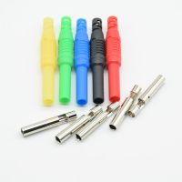 ☞㍿ 2Pcs Brass Insulated Shrouded Safety 4mm Banana Female Jack Solder Plug Connector Instrument testing red black blue green yellow