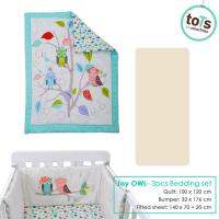 toTs - 240104 European set - Joy Owl - Bedding set ชุดผ้าห่ม ผ้าปู Bumper 3 ชิ้น - ลายนกฮูก