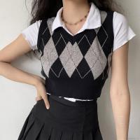 Women y Knitted Vest Sleeveless V-neck Sweaters Short Waistcoat