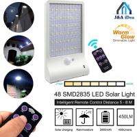 โคมไฟถนนโซล่าเซลล์ ไฟโซล่าเซลล์ ไฟติดผนัง แบบ LED 48 ดวง พร้อมชุดเสา Motion Sensor และ Remote ควบคุม 48LED-W+WW