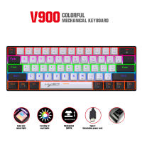 V900bw Wire-controlled Mechanical Keyboard Type-c Interface 61 Keys Cool Lighting Compact Gaming Keyboard