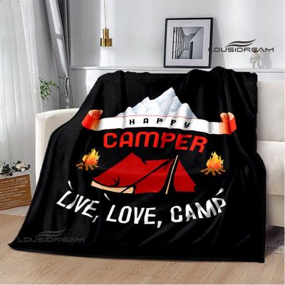 （in stock）Camping logo printed blankets, childrens warm blankets, family travel blankets, soft and comfortable birthday gifts（Can send pictures for customization）