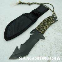 Sangchongcha Fixed Blade knife มีดพก มีดเดินป่า มีดดำน้ำ มีดใบตาย มีดแคมป์ปิ้ง มีดมัลติฟังก์ชั่น ยาว22.00cm(แถมซองไนลอนอย่างดี) เล่มเดียวจบ ทั้งทุบกระจก เปิดฝา เลื่อยไม้ ตัดเชือก แล่เนื้อ ล่าสัตว์ และอื่นๆ ครบทุกอย่าง ไม่ต้องพกเยอะจบเล่มเดียวจบ FX001-NC