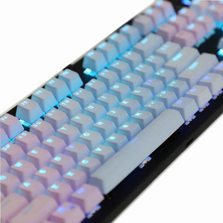 oem-ปุ่มกดคีย์บอร์ด-104-คีย์-oem-profile-mx-switches-keycaps-sunset-blue-gradient-keys-laser-cut-top-side-print-blank-pbt-keycaps-of-ansi-for-mechanical-keyboard-104-key