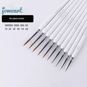 10Pcs/Set Fine Hand-painted Thin Hook Line Pen Drawing Art Pen #0 #00 #000  Paint Brush Art Supplies Nylon Brush Painting Pen