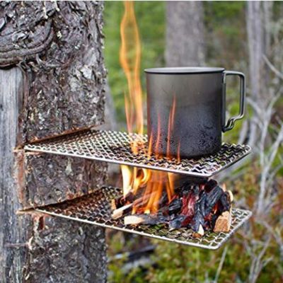 2020 New outdoor camping pot rack square 304 stainless steel barbecue mesh simple firewood BBQ grill outdoor tools