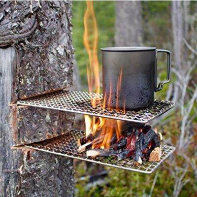 2020 New outdoor camping pot rack square 304 stainless steel barbecue mesh simple firewood BBQ grill outdoor tools